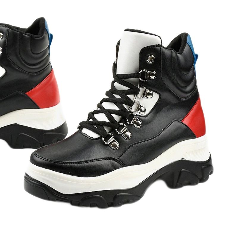 Sneakers nere colorate Neamelira bianco nero rosso 1