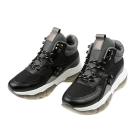 Sneakers sportive nere alla moda realizzate in ecopelle Donatella nero grigio 2