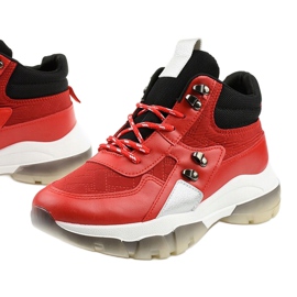 Sneakers sportive rosse alla moda realizzate in ecopelle Donatella nero rosso 1