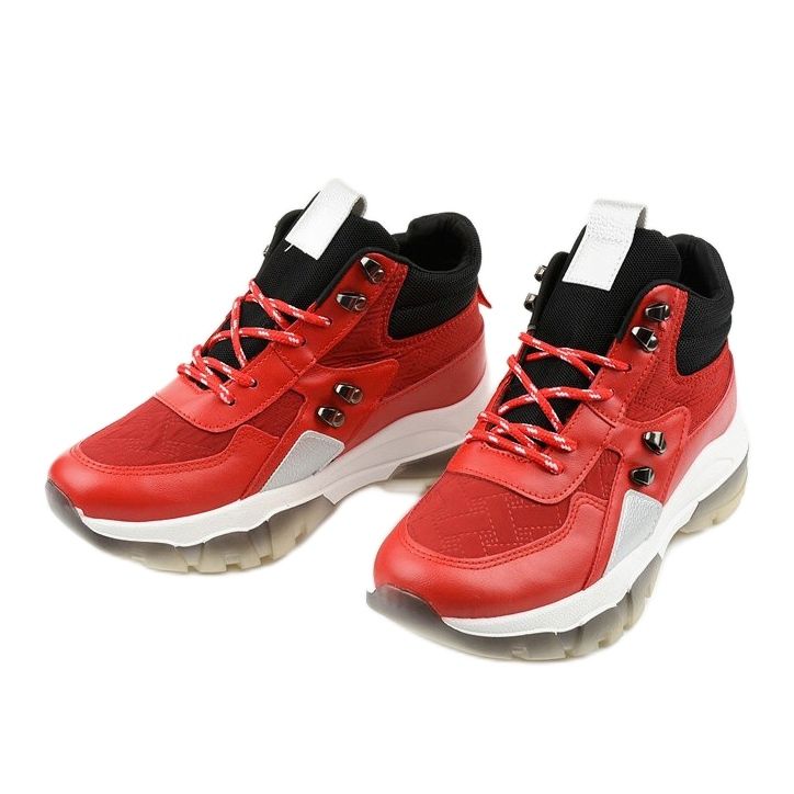 Sneakers sportive rosse alla moda realizzate in ecopelle Donatella nero rosso 2