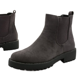 Stivali piatti Nahneva in camoscio grigio 1