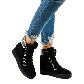Sneakers nere con zeppa Kalista nero 1