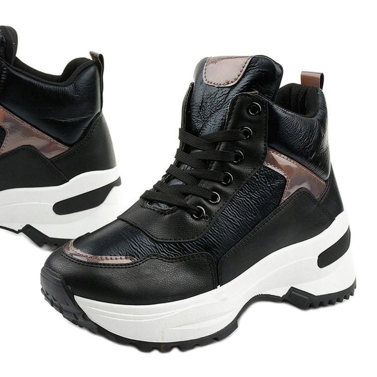 Sneakers Daera nere, alla moda, in ecopelle nero 1