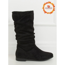 Stivali neri da donna tacco piatto J19-92 Black nero 1