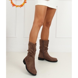 Stivaletti da donna beige scuro CH1908 Khaki cachi 1