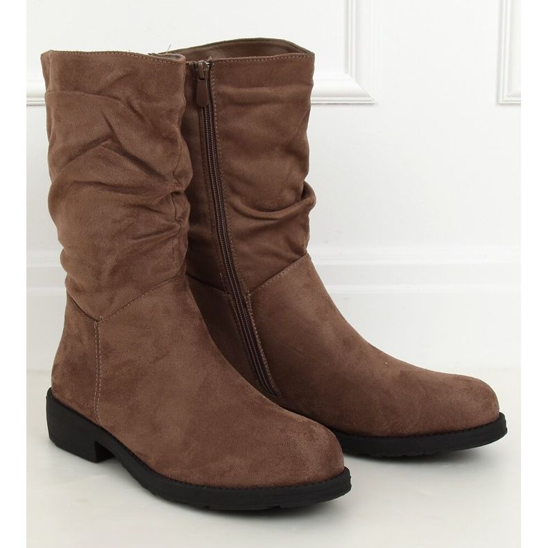 Stivaletti da donna beige scuro CH1908 Khaki cachi 2