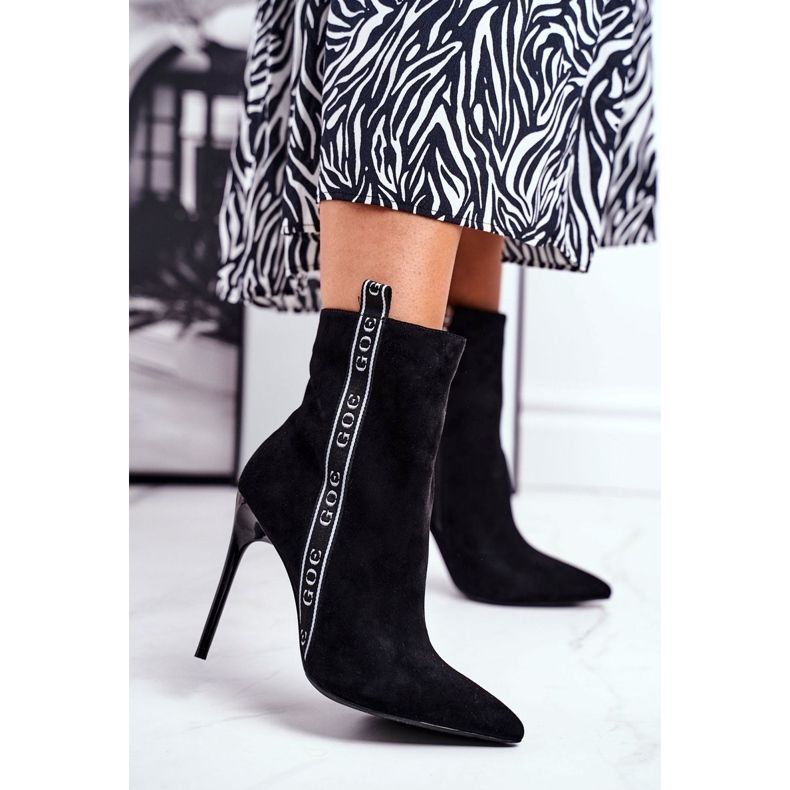 GOE Stivali Donna Con Tacco Alto Camoscio Nero GG2N3005 2