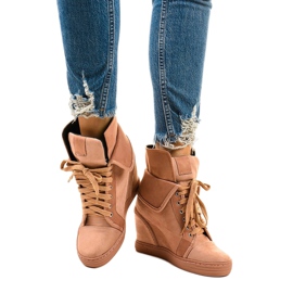 Sneakers rosa con zeppe stringate B12-22 1
