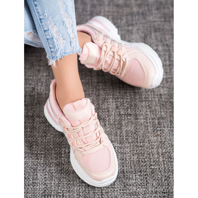 SHELOVET Scarpe sportive alla moda sulla piattaforma rosa 1