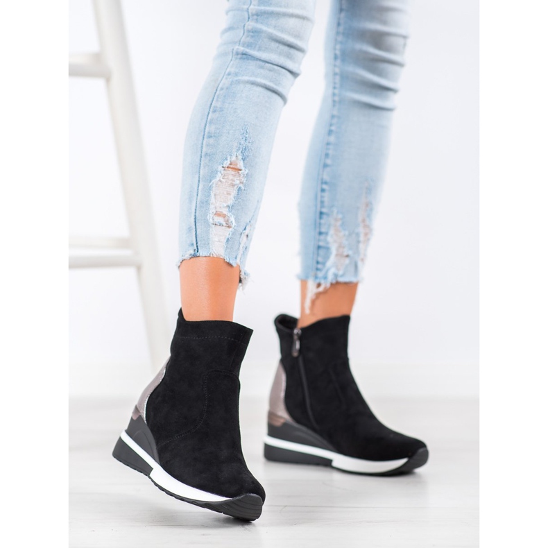 VINCEZA stivali con zeppa nero 1