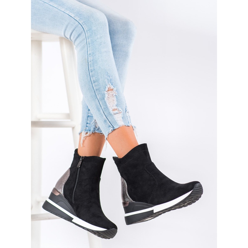 VINCEZA stivali con zeppa nero 2