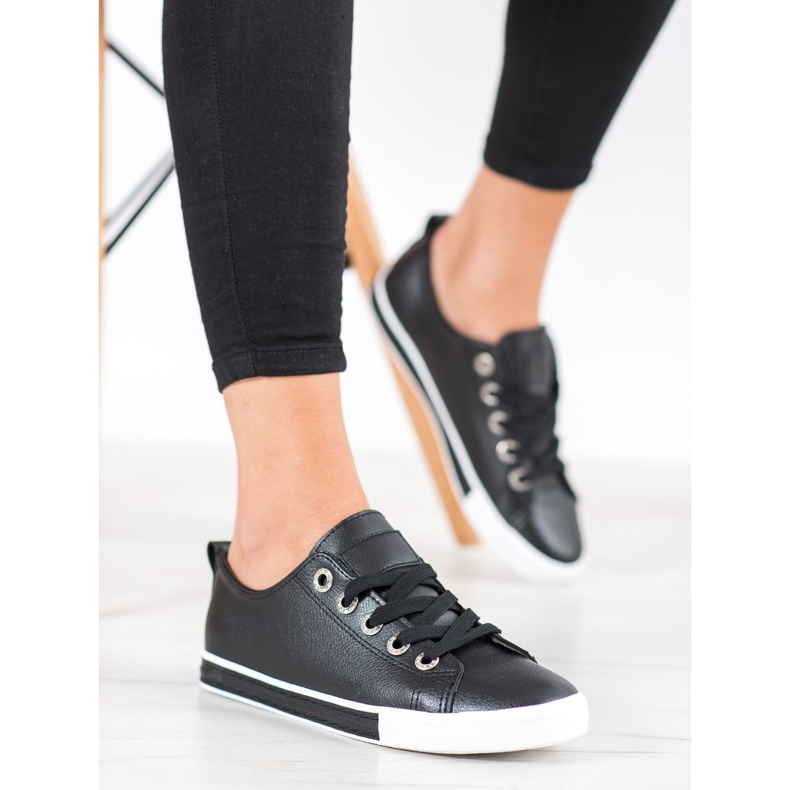 SHELOVET Sneakers in ecopelle nero 1