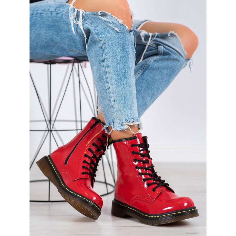Anfibi in pelle con cerniera MCKEY rosso 1