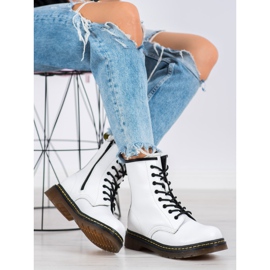 Anfibi in pelle con cerniera MCKEY bianco nero 1