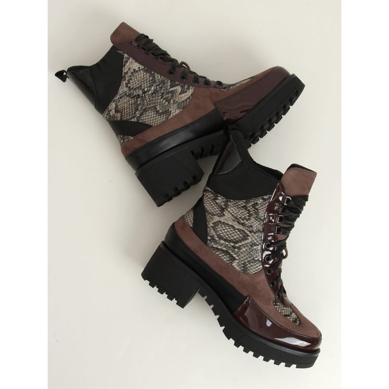 Scarpe con suola alta NS067 Snake marrone 1