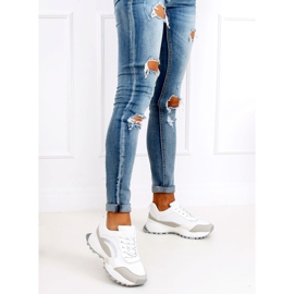 Bianco e grigio LA87P Scarpe sportive grigie 1