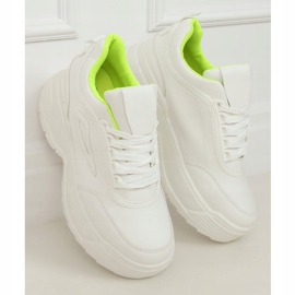 Bianco LA78P Scarpe sportive suola alta gialla 1