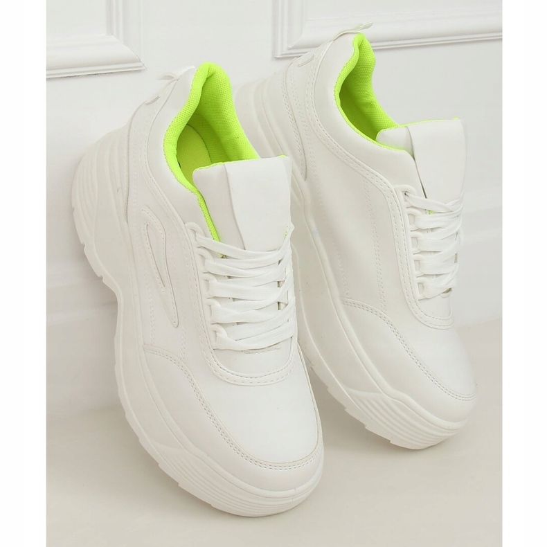 Bianco LA78P Scarpe sportive suola alta gialla bianca 1