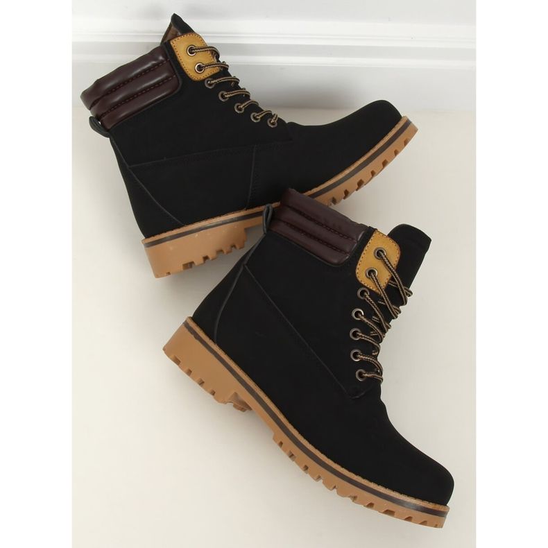 Stivali in legno isolati neri da donna C001-1 Black nero 1