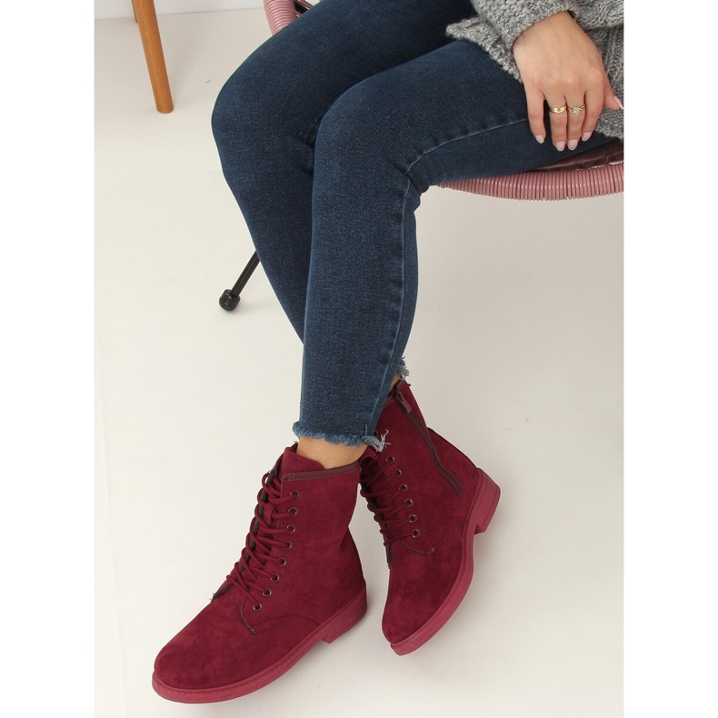 Stivaletti allacciati bordeaux E2002 Wine rosso 2