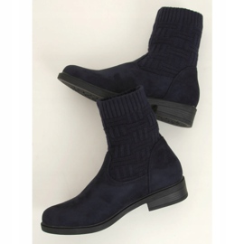 Stivali con tomaia in maglia E2100 Navy blu navy 2