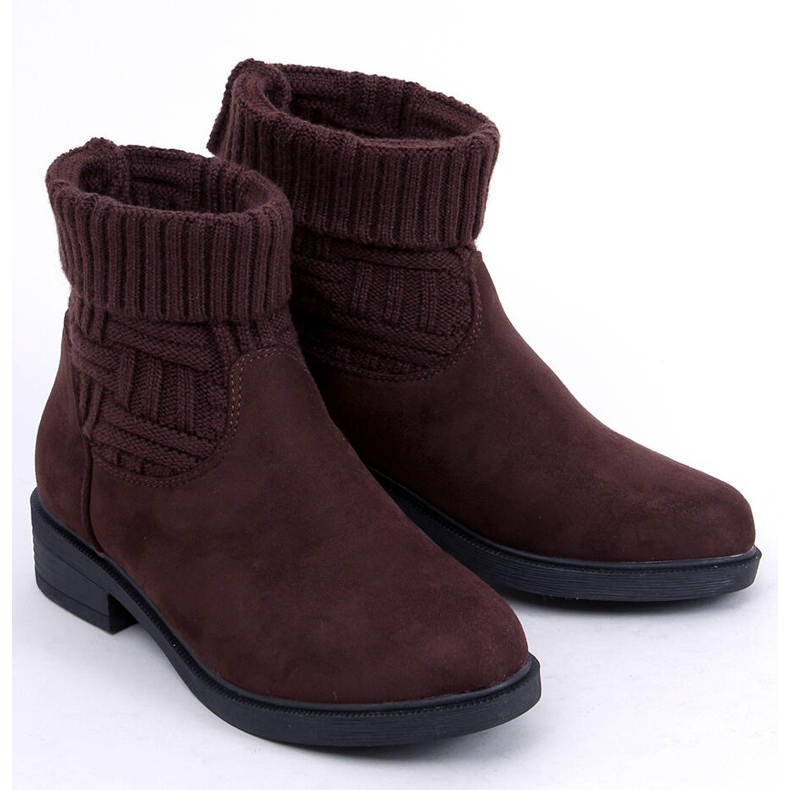 Stivali con tomaia in maglione marrone E2100 Marrone 1