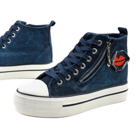 Sneakers con zeppa stringate blu navy di Dane 1