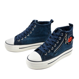 Sneakers con zeppa stringate blu navy di Dane 2
