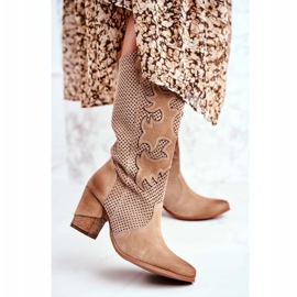 Exquisite Stivaletti da donna con tacco alto Pelle Beige Rosmarino 1