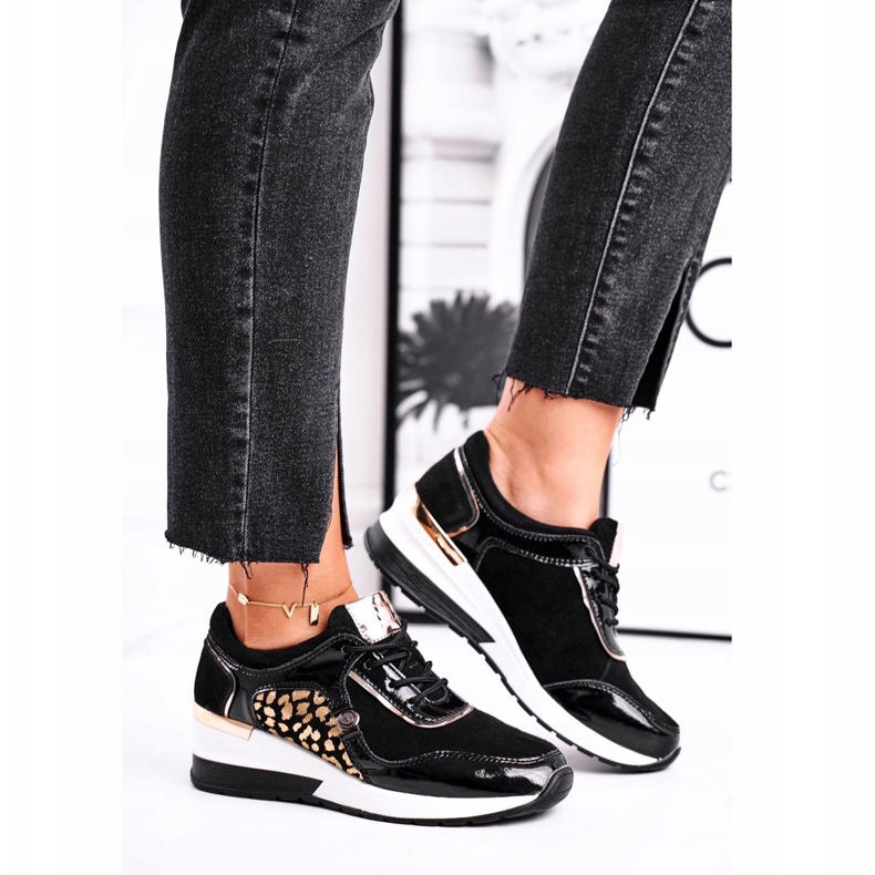 Vinceza Scarpe sportive da donna Sneakers in pelle nera 21-7778 nero 1