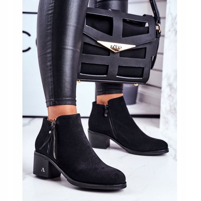 S.Barski Stivali da donna con tacco Warm Black Blanche nero 1