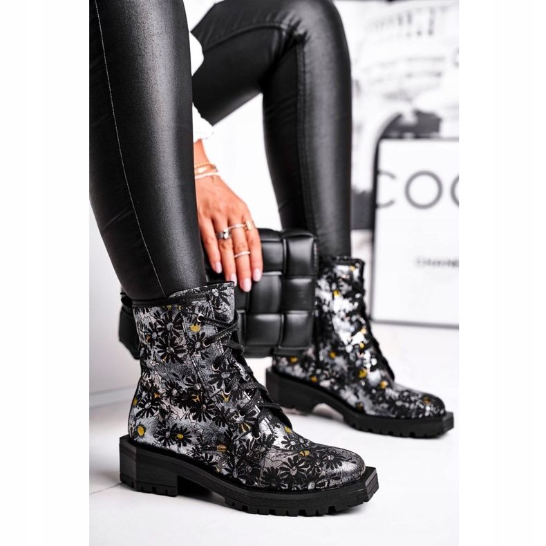 Stivali Donna Pelle Maciejka Fiori 04869-38 nero multicolore 1