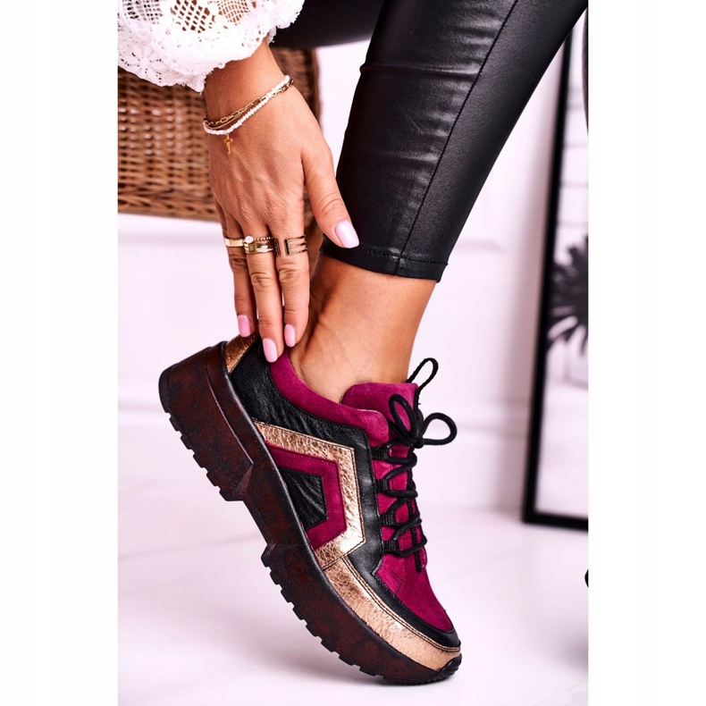 Sneakers Brogues da donna Maciejka Pelle Bordeaux 04731-23 rosso multicolore 1