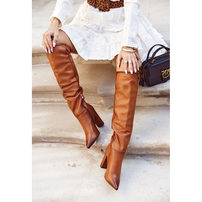 SEA Stivali Donna Con Tacco Caldo Cammello Vellma marrone 1