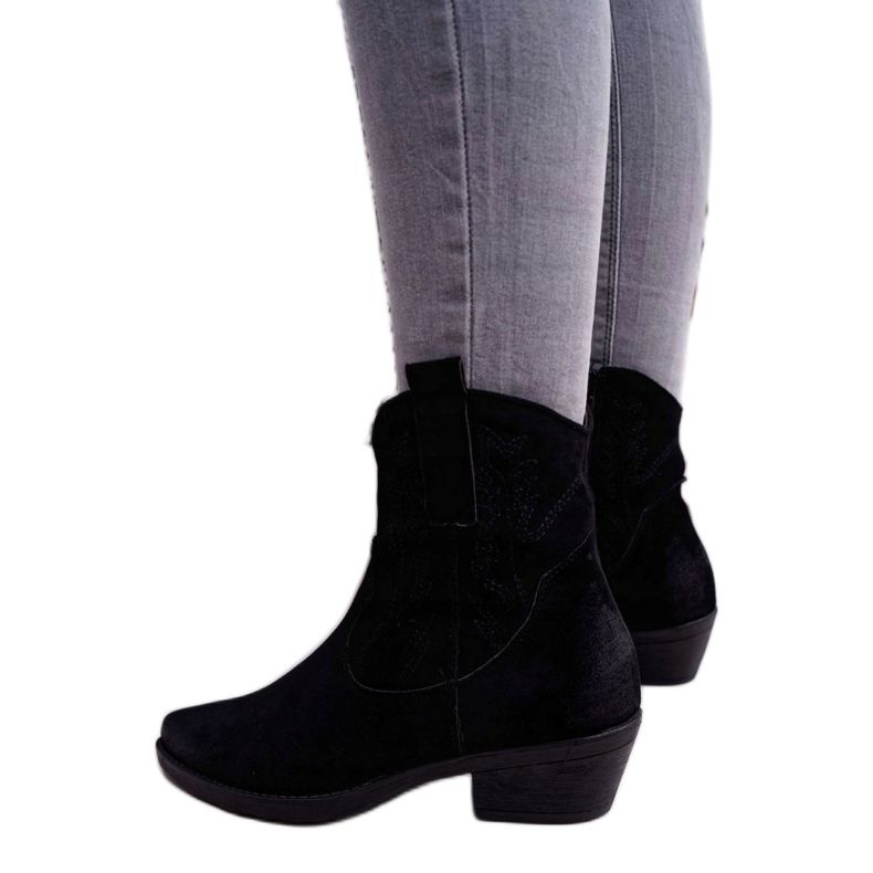BUGO Stivali da cowboy da donna in pelle scamosciata neri Ferders nero 3