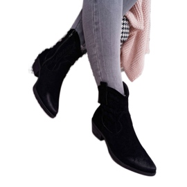 BUGO Stivali da cowboy da donna in pelle scamosciata neri Ferders nero 2