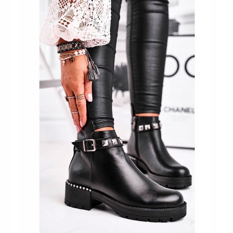 Stivali caldi in pelle da donna Laura Messi Nero 2055 1