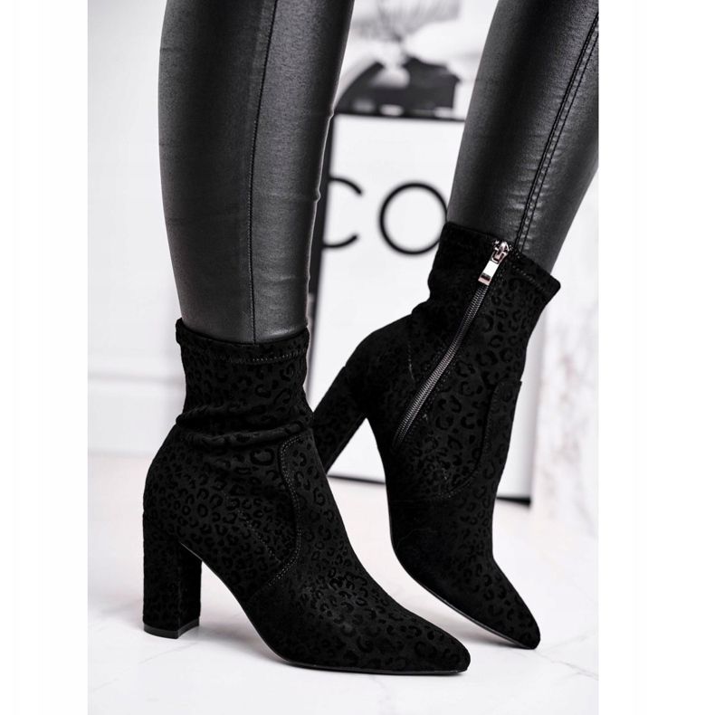 S.Barski Stivali con tacco da donna Centki Black Panther nero 2