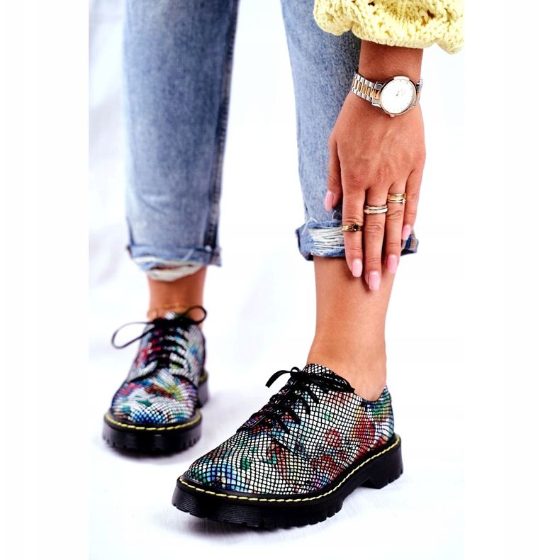 Stringate da donna Oxford in pelle Fiori Maciejka 04087-43 multicolore 1