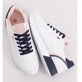 Scarpe sportive da donna bianche BK938 WHITE / BLUE bianco blu navy 1