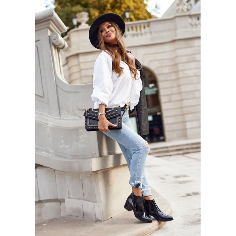 Stivali Donna Sergio Leone Stivaletti Chelsea Laccati Neri BT621 nero 2