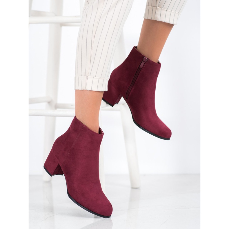 Danic Stivaletti bordeaux con tacco alto rosso 1