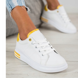 SHELOVET Scarpe da ginnastica alla moda legate bianca giallo 1