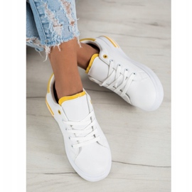 SHELOVET Scarpe da ginnastica alla moda legate bianco giallo 2