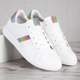 SHELOVET Scarpe Sportive Con Glitter bianca 2