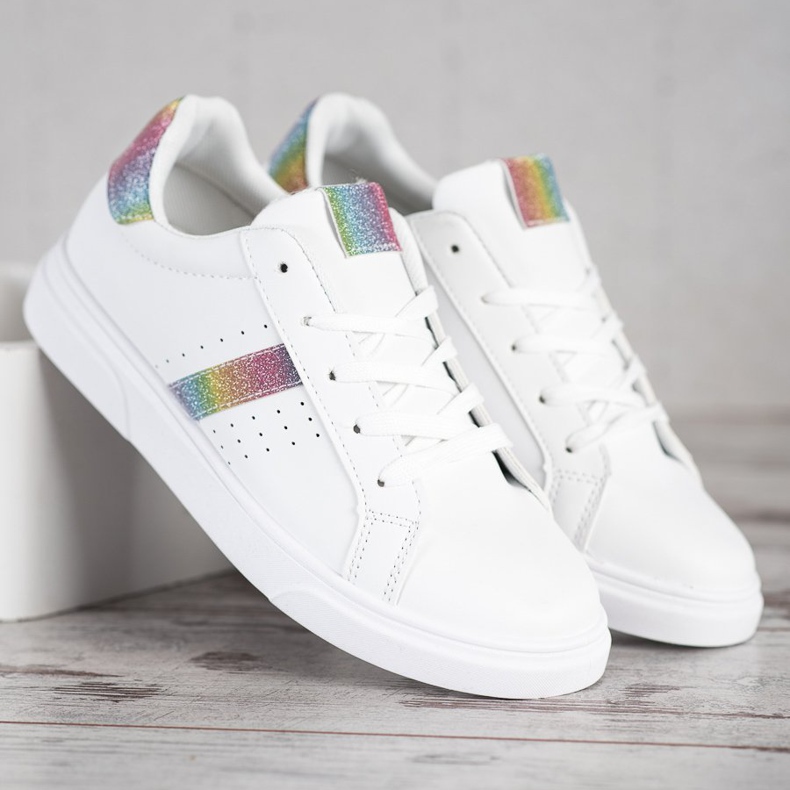 SHELOVET Scarpe Sportive Con Glitter bianco 2