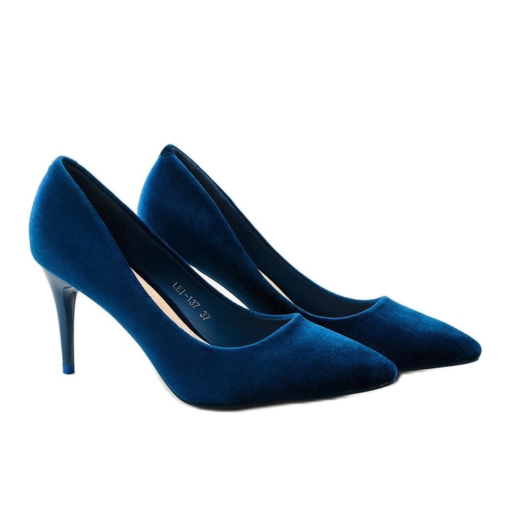 Décolleté blu su tacco LEI-137 2
