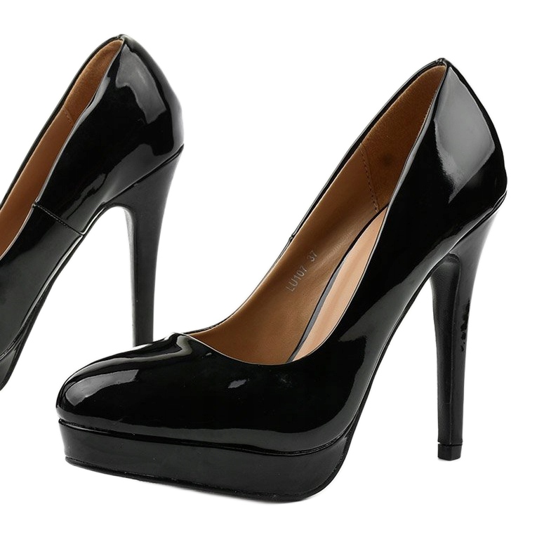 Stiletto alto laccato nero LU107 1