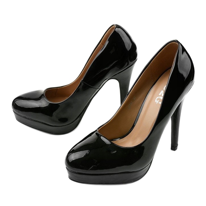 Stiletto alto laccato nero LU107 2