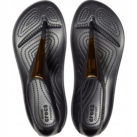 Crocs sandali donna Serena Metallic Bar Fp W nero e oro 206420 751 d'oro 2